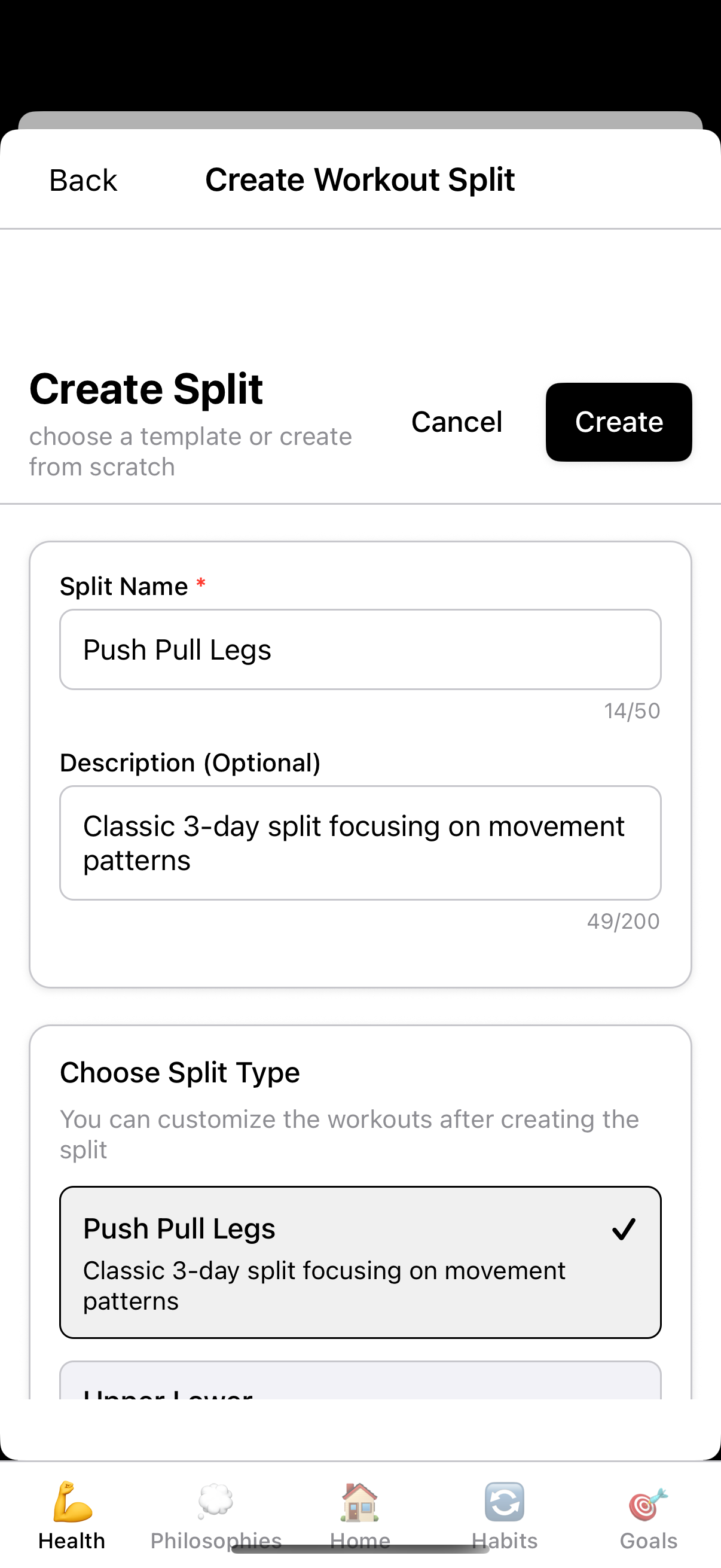 Create Workout Split - Design your training program
